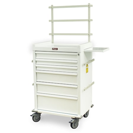 Harloff Aluminum MRI Compatible Anesthesia Cart with Accessory Package, Six Drawers, Key Lock MR6K-MAN